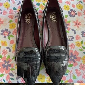 Franco Sarto Black Flats with Penny Loafer Detail
